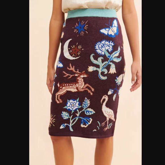 XL Anthropologie forest animal friends slim sweater knit skirt - Picture 11 of 11